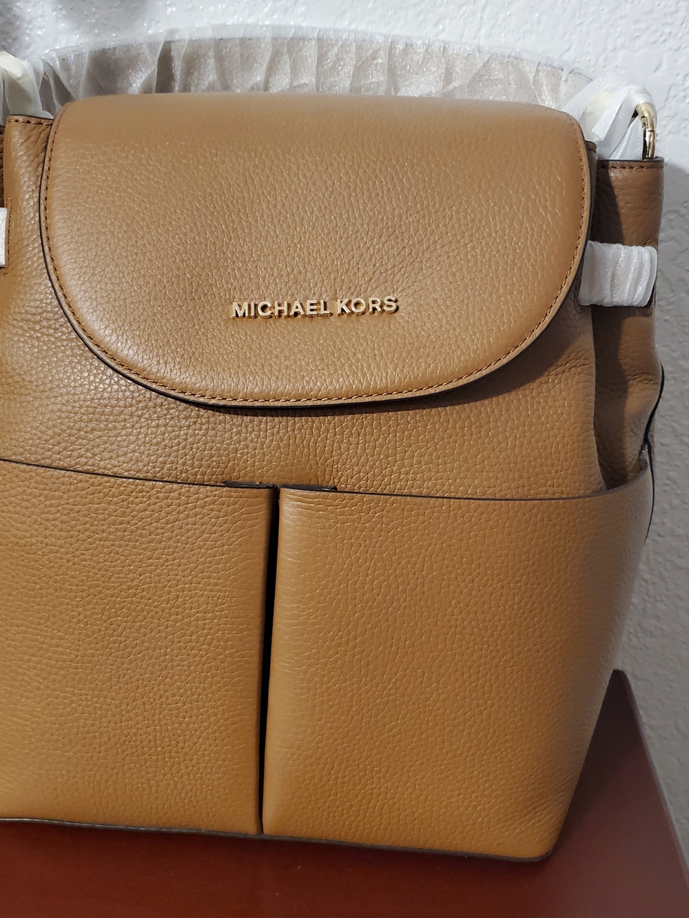 Michael Kors Caramel Pebbled Leather Backpack